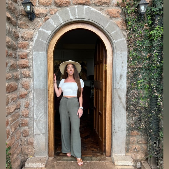 Lucca Couture Olive Pants Green Trouser High Waist size small - Picture 2 of 5